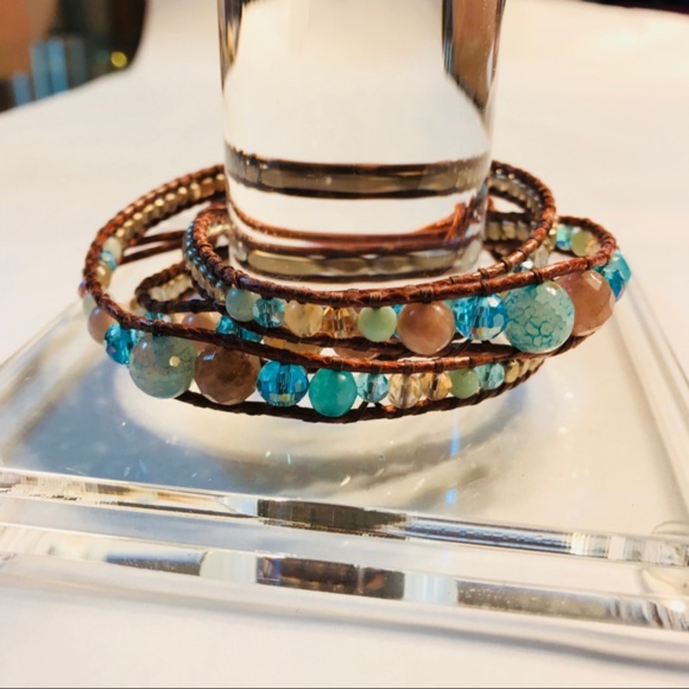 Handmade Beaded Wrap Gemstone Bracelet.